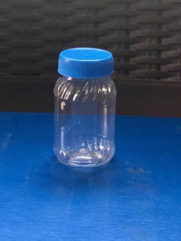 Clear PET jar with coloured cap