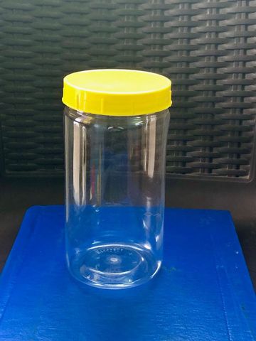 Clear PET jar with coloured cap